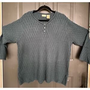 Vintage Bobbie Brooks Woman Cable Knit Button Up Sweater Size 18W/20W Green